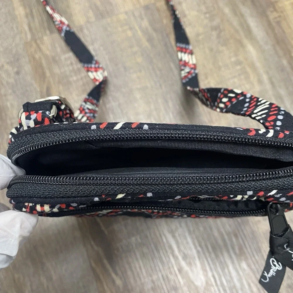 Vera Bradley Mini Hipster Crossbody Bag Black Red White‎ Batik Quilted Cotton